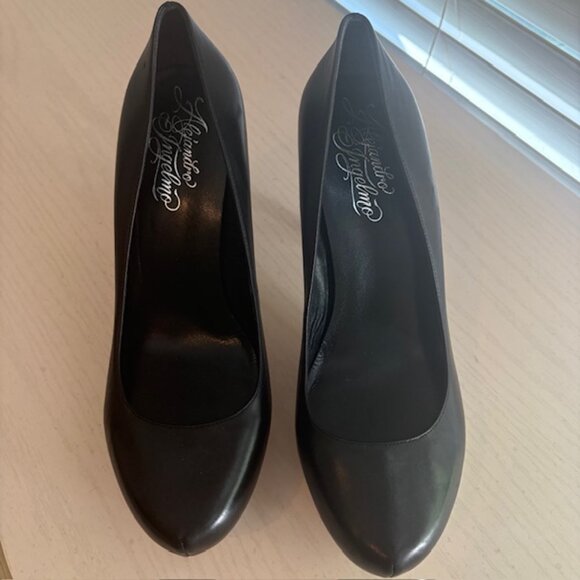 Alejandro Ingelmo Ally Black Leather Designer Platform Pumps - Picture 4 of 6